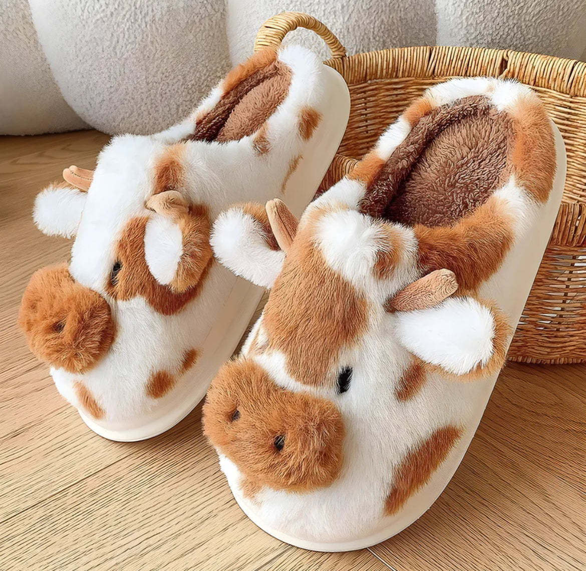 Cow slippers handmade
